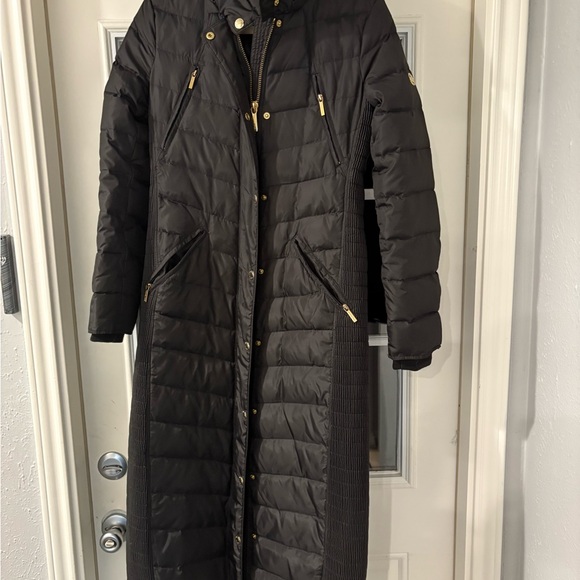 Women's Michael Kors Black Long Puffer Coat - Picture 1 of 4